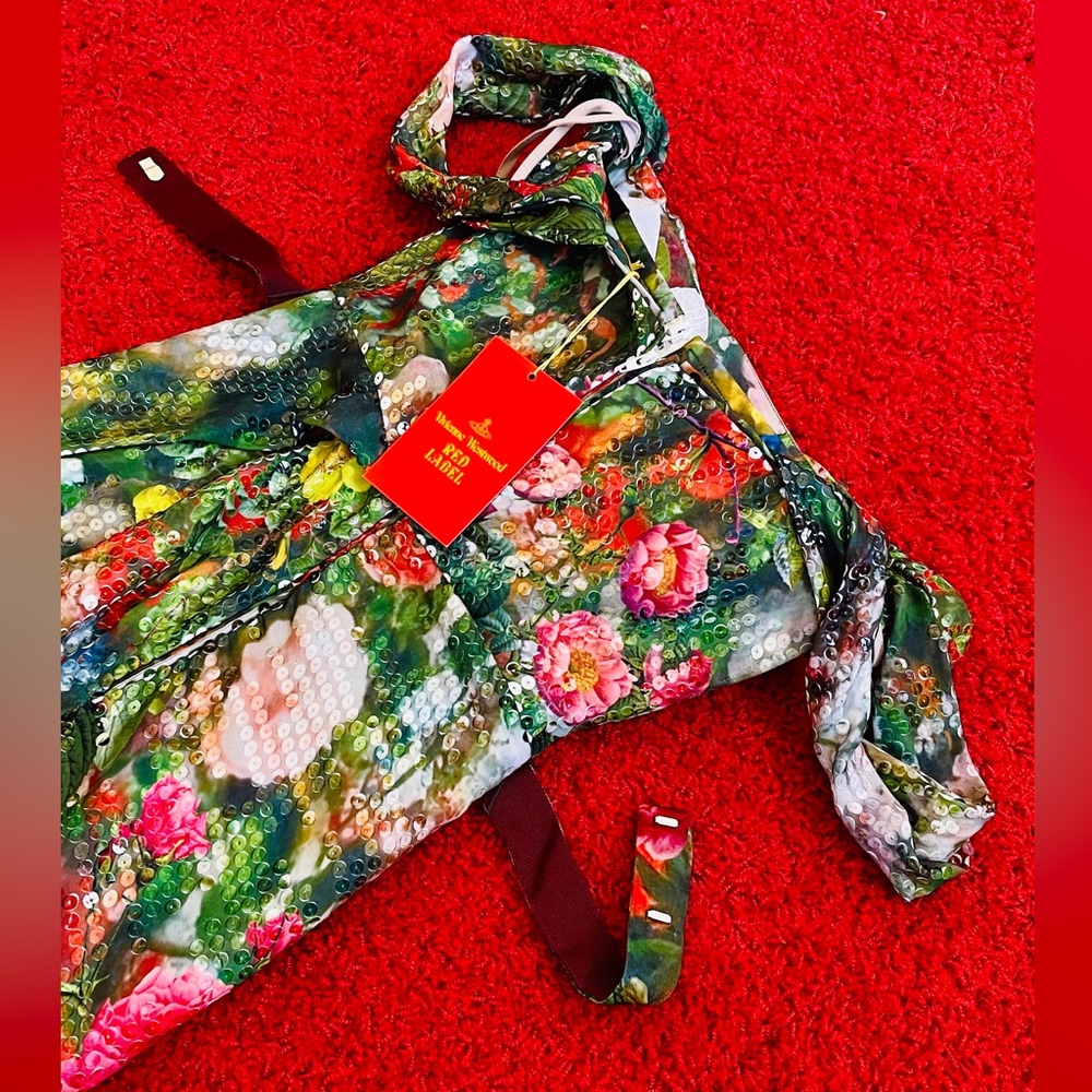Vivienne Westwood SS14 floral chiffon printed sequined Corset Dress NWT IT 40 - Picture 17 of 17